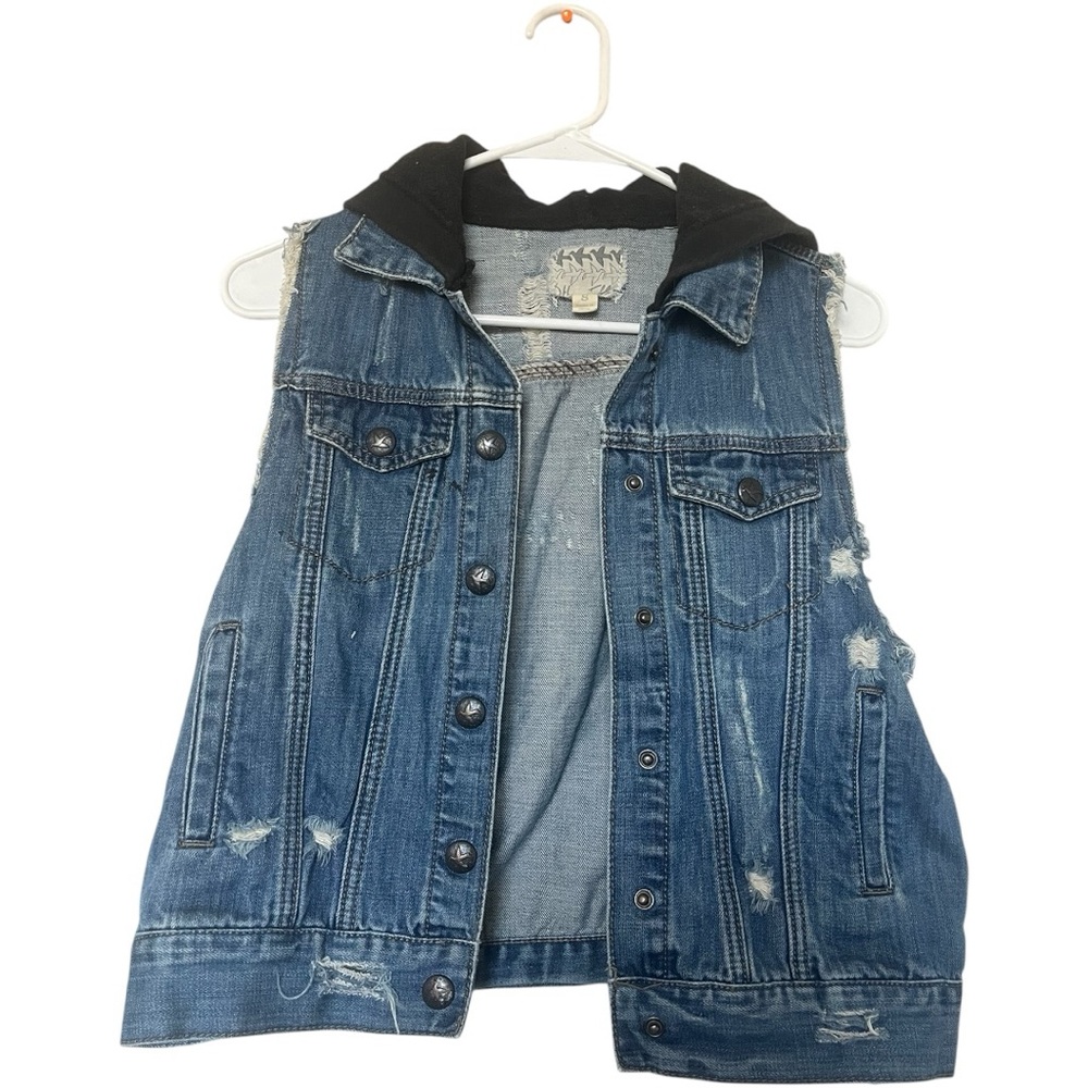Others Follow Distressed Denim Vest Sm